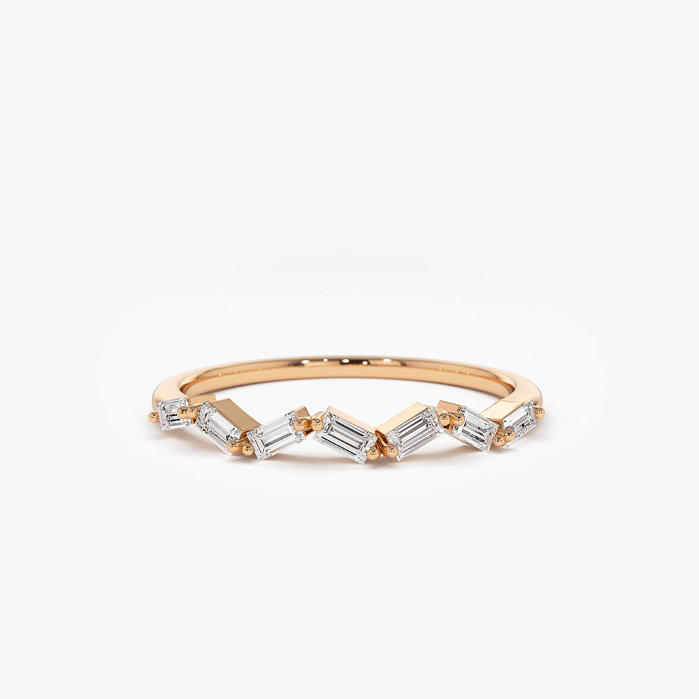 OBFJ1817 - 14K Slanted Baguette Diamond Stacking Ring 3