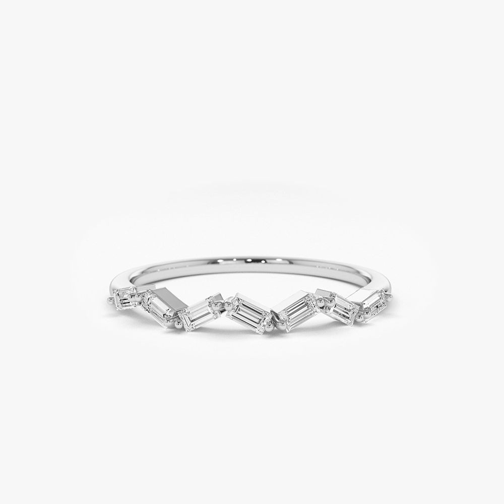 OBFJ1817 - 14K Slanted Baguette Diamond Stacking Ring 4