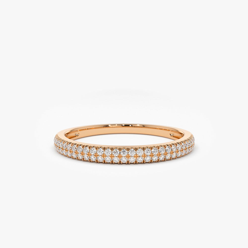 OBFJ1805 - 14K Double Row Micro Pave Diamond Ring 5