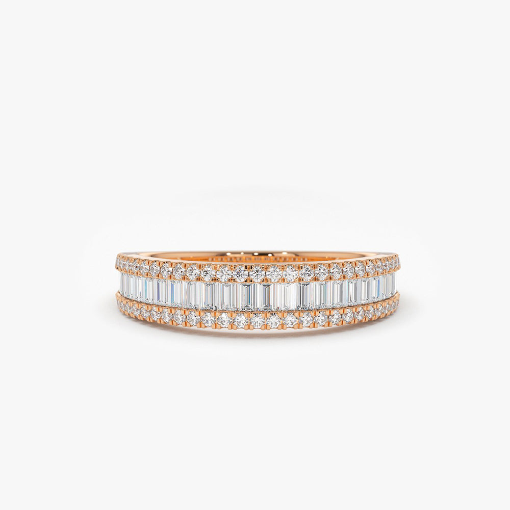 OBFJ1886 - 14K Baguette Diamond Anniversary Ring 0.75ctw 8