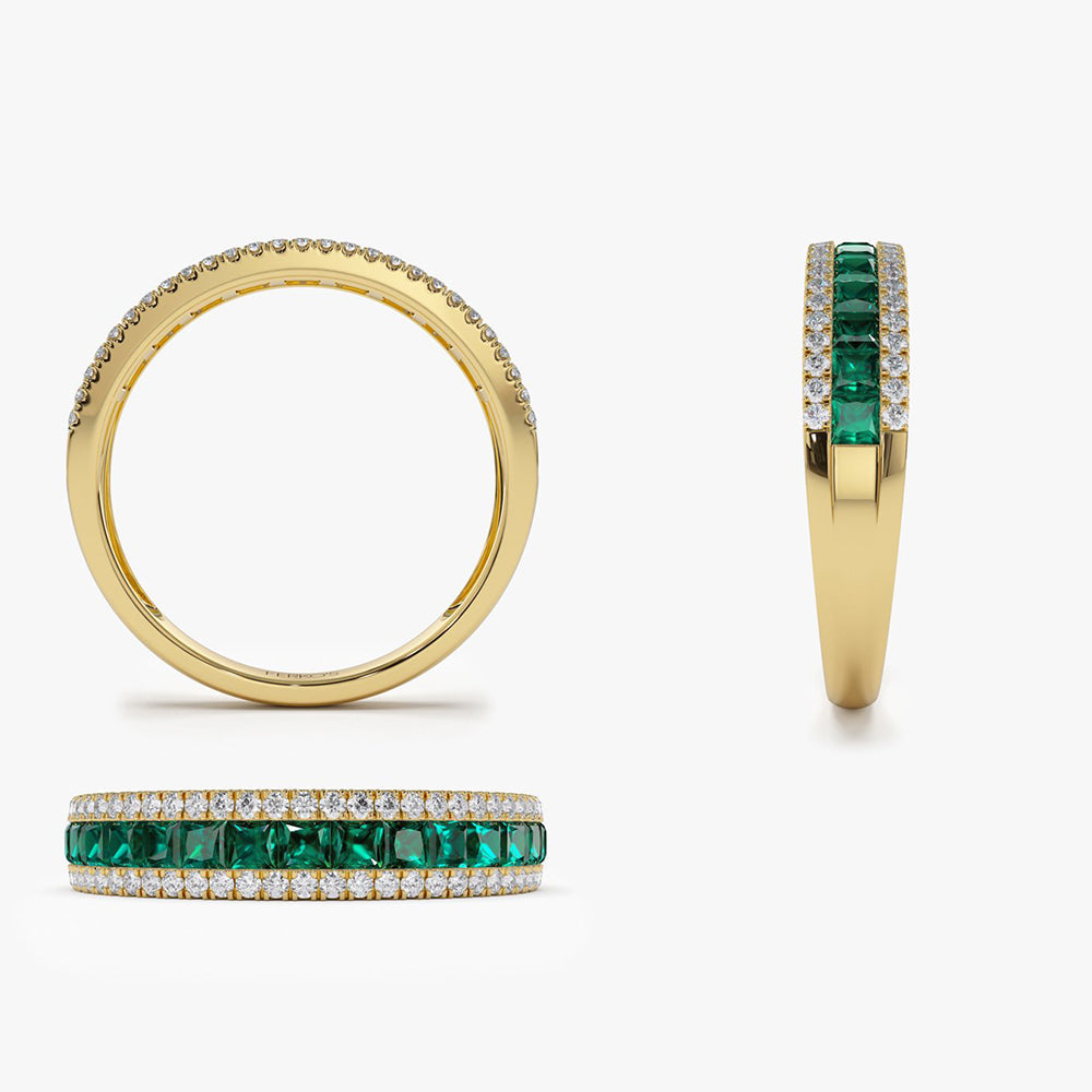 OBFJ2005 - 14k Half Eternity Square Emerald Anniversary Ring 10