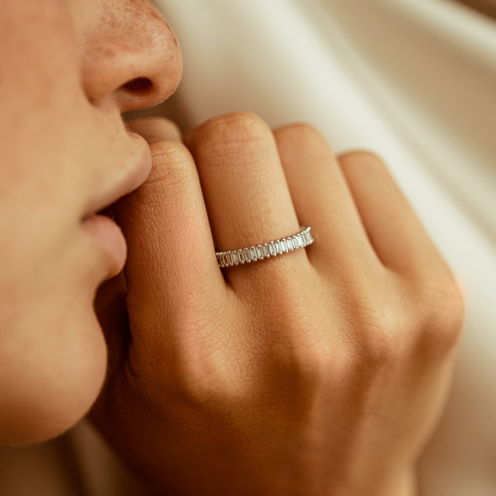 OBFJ1814 - 14K Prong Setting Full Eternity Baguette Diamond Ring 4