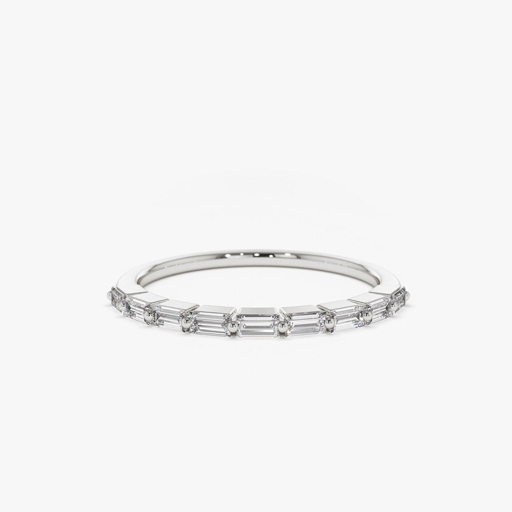 OBFJ1890 - 14K Shared Prong Half Eternity Baguette Diamond Ring 6