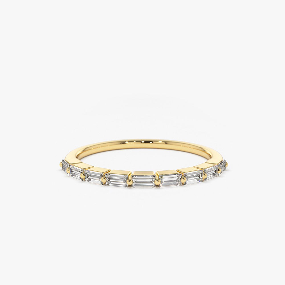 OBFJ1890 - 14K Shared Prong Half Eternity Baguette Diamond Ring 1