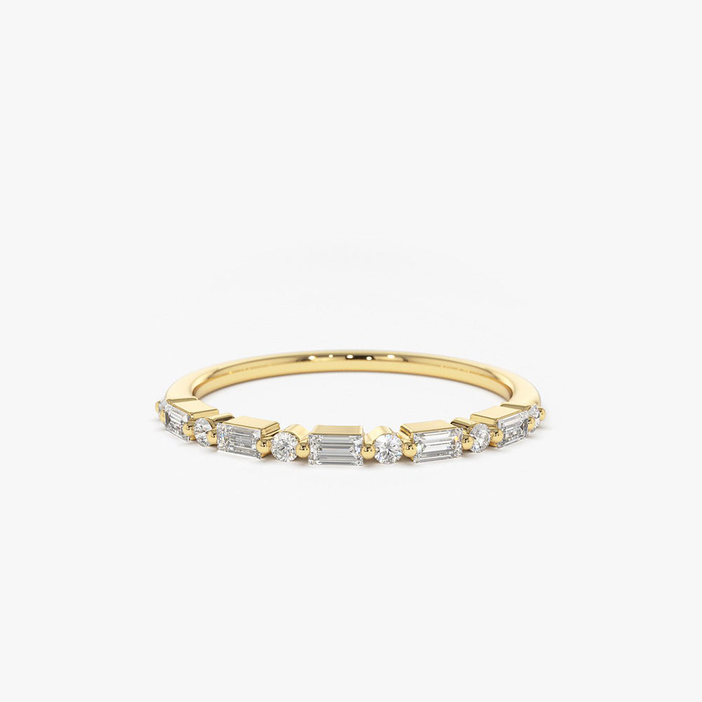 OBFJ1440 - 14K Baguette and Round Diamond Ring 1