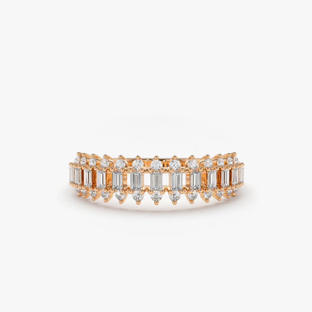 OBFJ1889 - 14K Bagguete Diamond Anniversary Ring 5