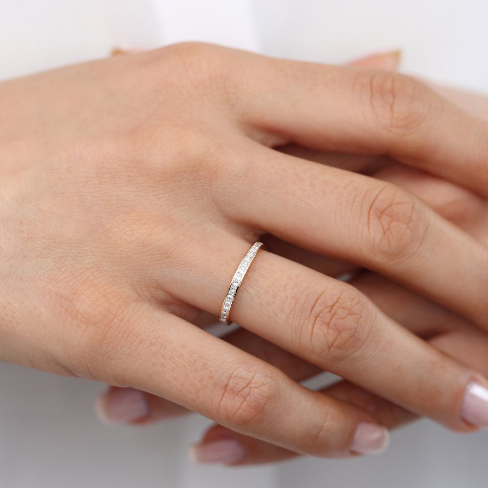 OBFJ1955 - 14k Channel Setting Princess Cut Half Eternity Diamond Ring 3