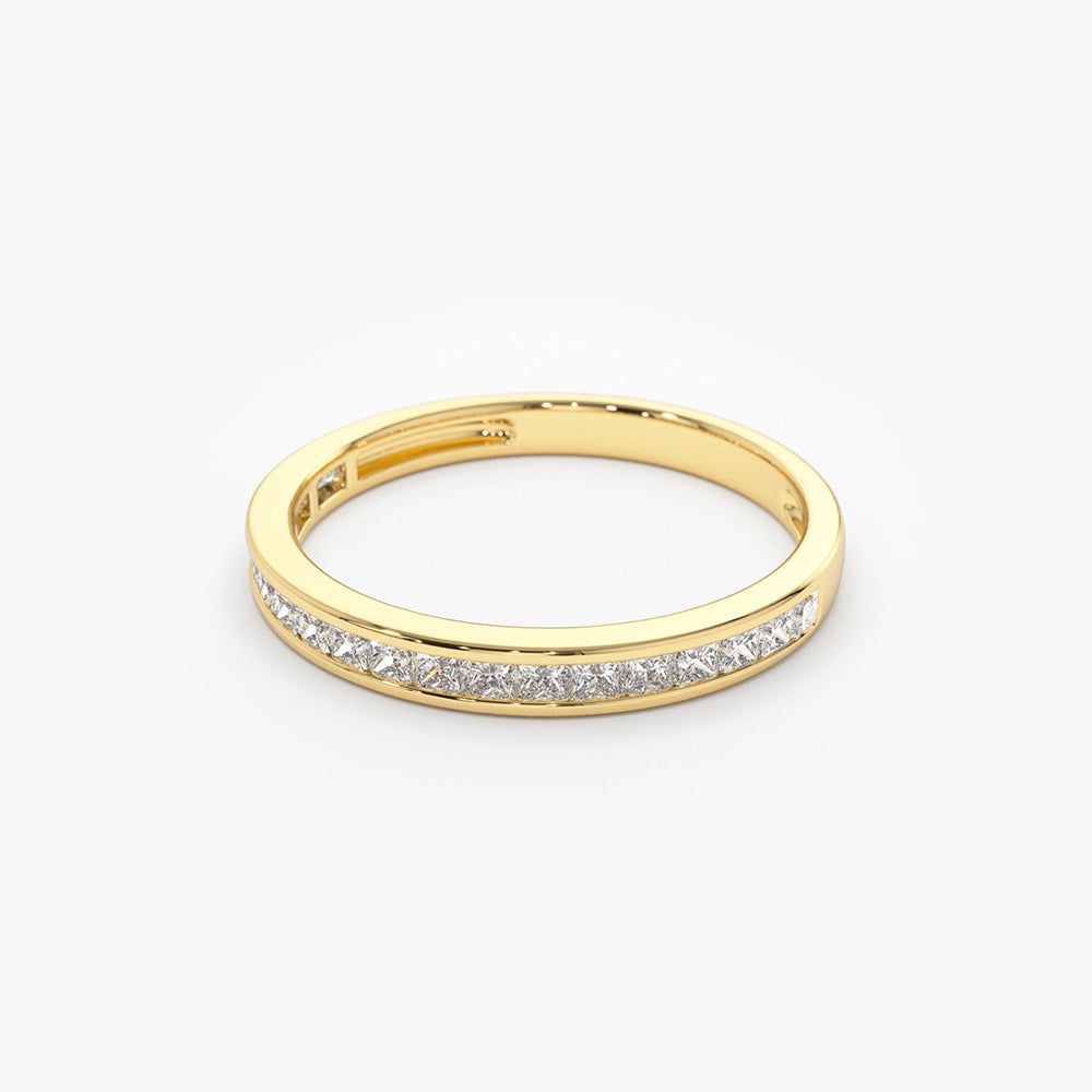 OBFJ1955 - 14k Channel Setting Princess Cut Half Eternity Diamond Ring 7