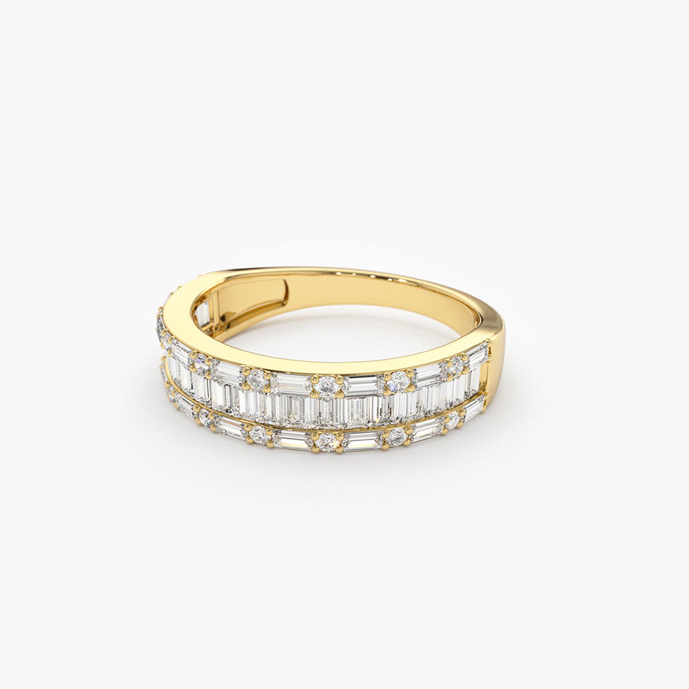 OBFJ1899 - 14K Baguette & Round Diamond Wedding Band 8