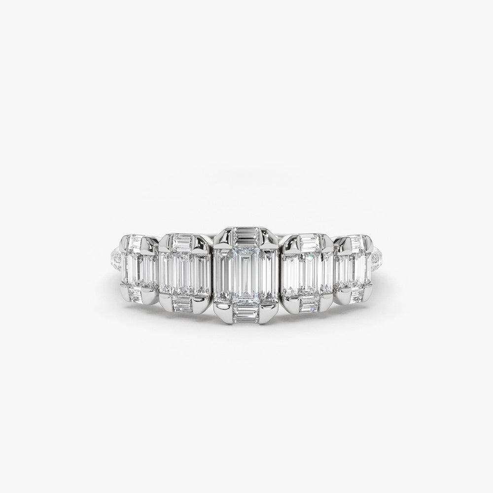 OBFJ1896 - 14K Graduating Baguette Diamond Anniversary Ring 7