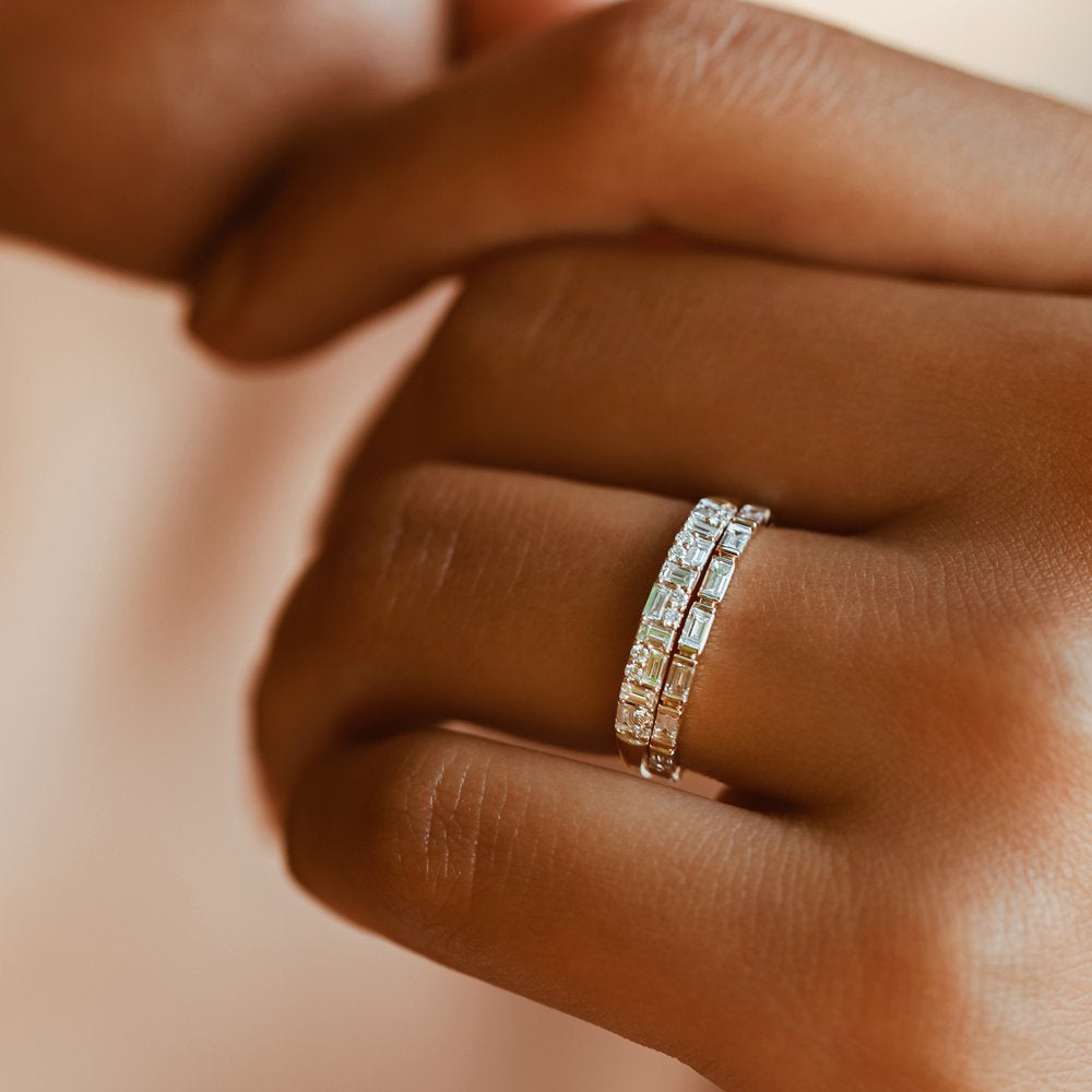 OBFJ1960 - 14k Baguette Diamond Stacking Ring 3