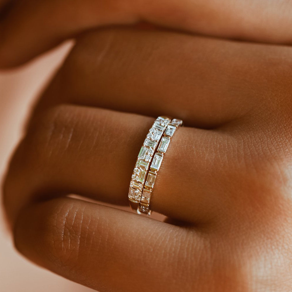 OBFJ1960 - 14k Baguette Diamond Stacking Ring 2