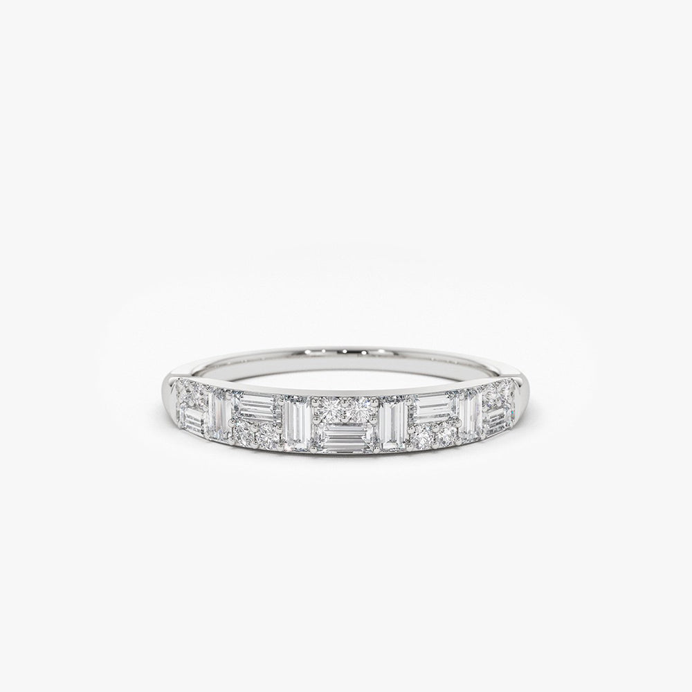 OBFJ1960 - 14k Baguette Diamond Stacking Ring 5