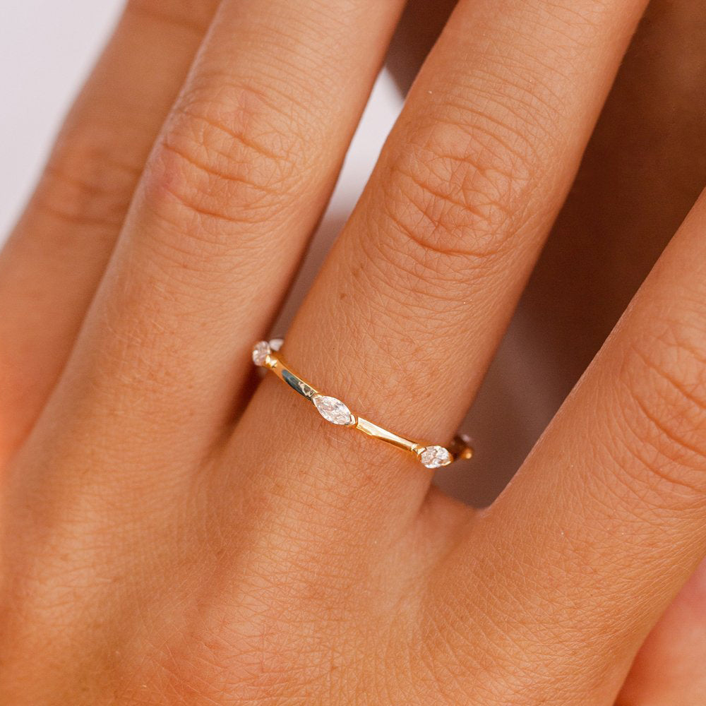 OBFJ1949 - 14k Stackable Marquise Diamond Eternity Ring 2