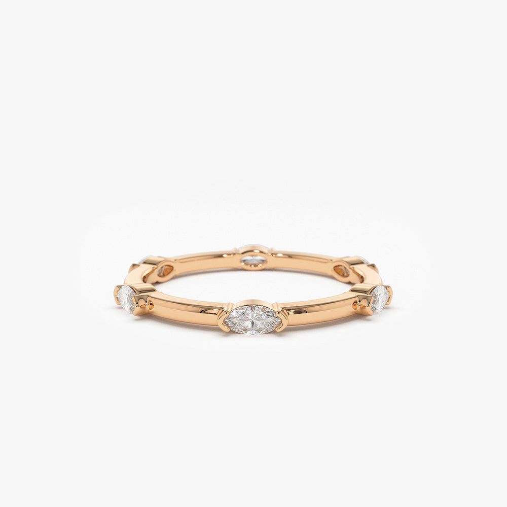 OBFJ1949 - 14k Stackable Marquise Diamond Eternity Ring 7