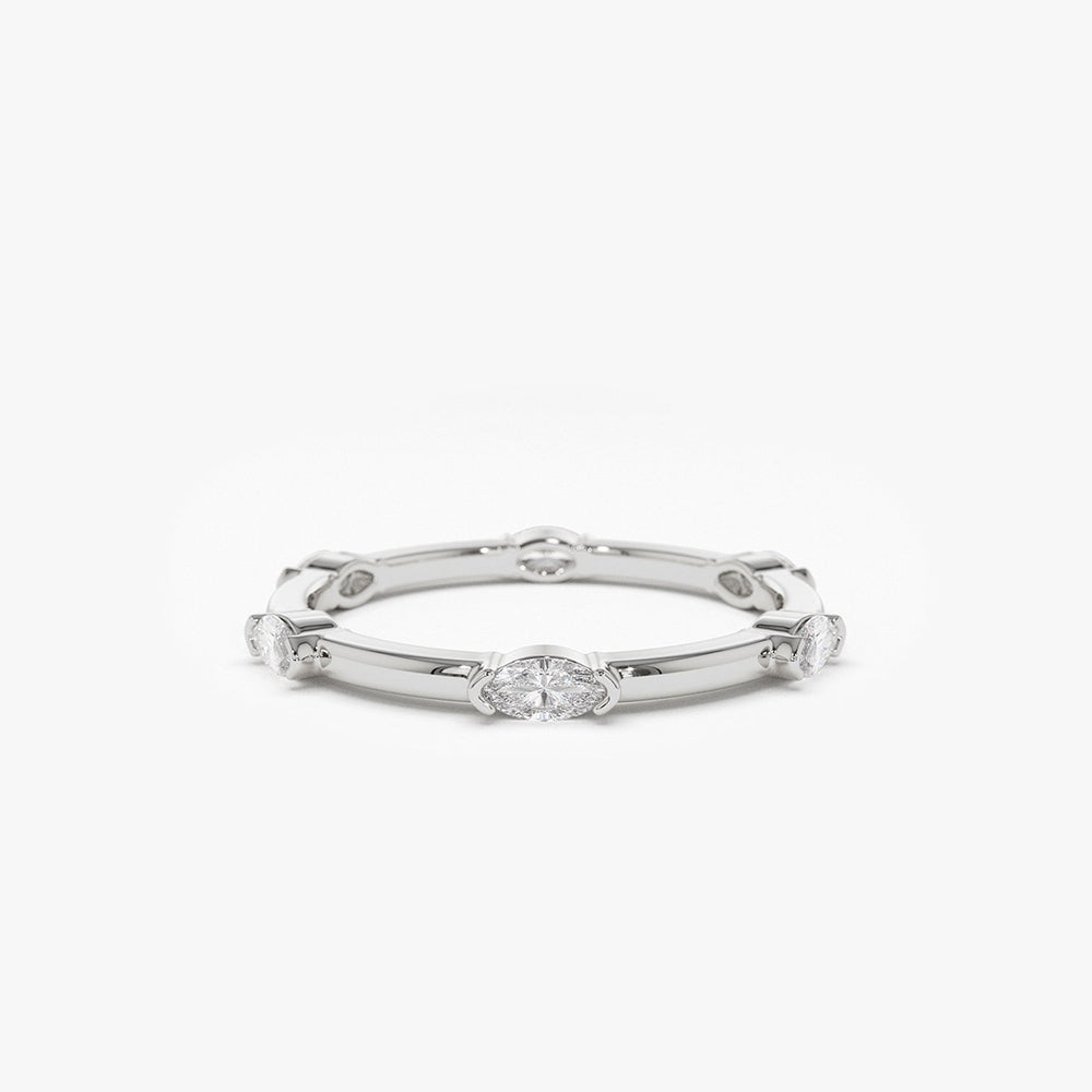 OBFJ1949 - 14k Stackable Marquise Diamond Eternity Ring 8