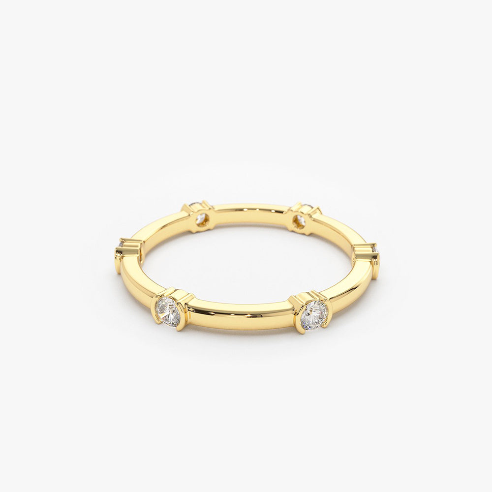 OBFJ1951 - 14k Stackable Half Bezel Diamond Eternity Ring 9