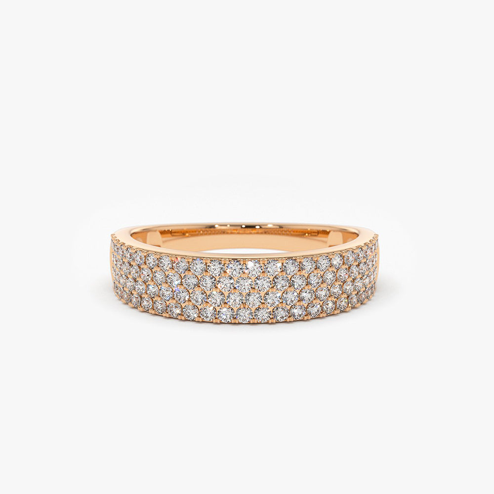 OBFJ2061 - 14k Half Eternity 4 Row Micro Pave Wedding Band 6