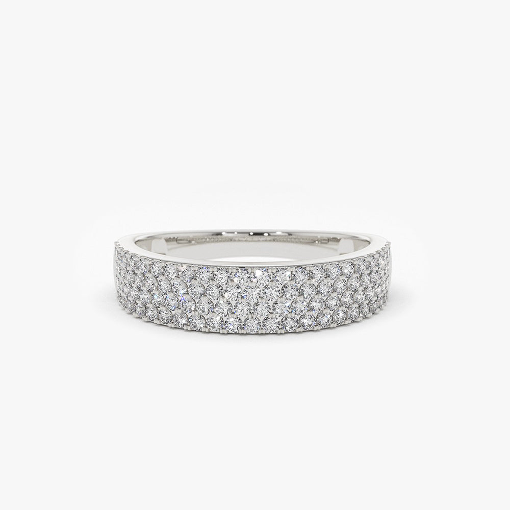 OBFJ2061 - 14k Half Eternity 4 Row Micro Pave Wedding Band 7