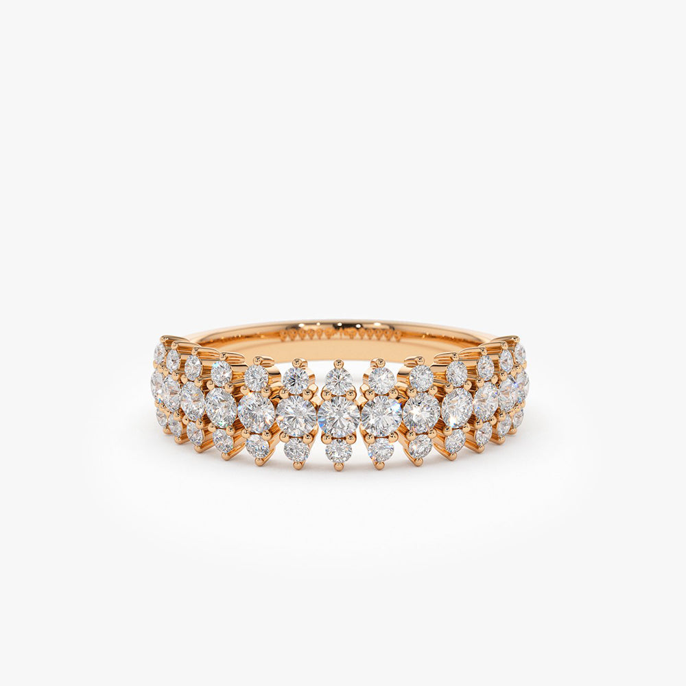 OBFJ1990 - 14k Half Eternity Round Diamond Spike Ring 5