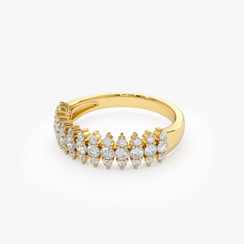 OBFJ1990 - 14k Half Eternity Round Diamond Spike Ring 7