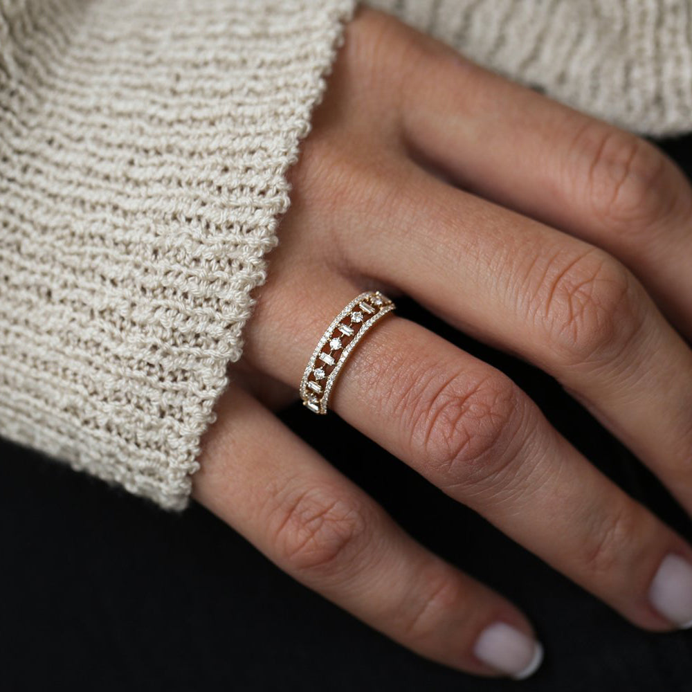 OBFJ1958 - 14K Unique Baguette Diamond Wedding Ring 5