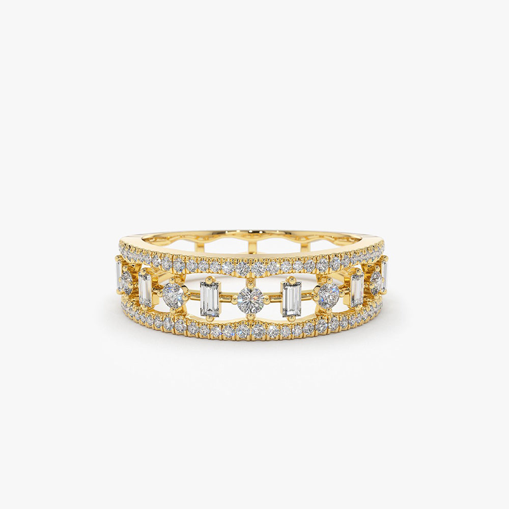 OBFJ1958 - 14K Unique Baguette Diamond Wedding Ring 1