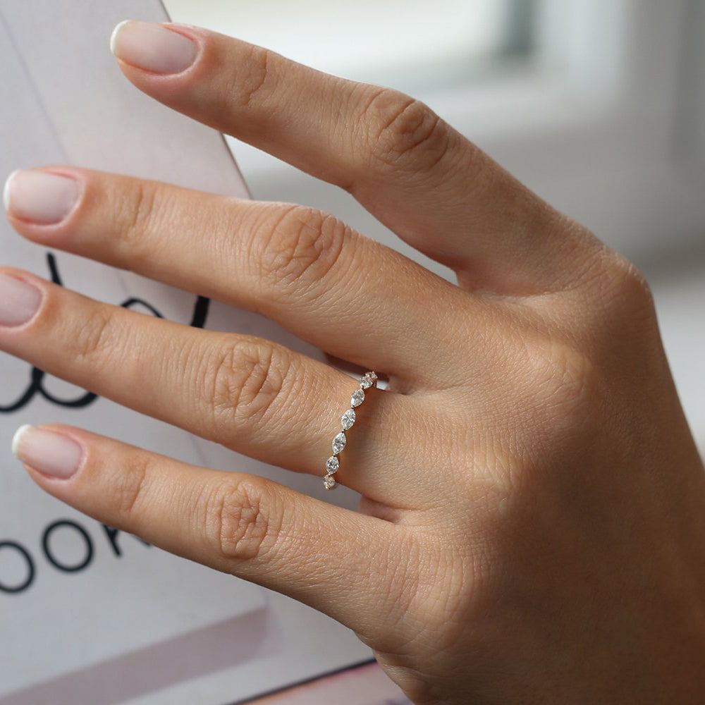 OBFJ2002 - 14k Marquise Cut Diamond Anniversary Band 2