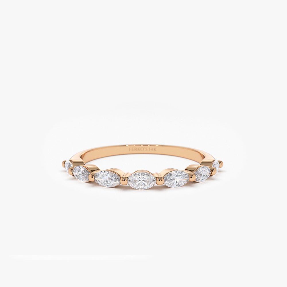 OBFJ2002 - 14k Marquise Cut Diamond Anniversary Band 6