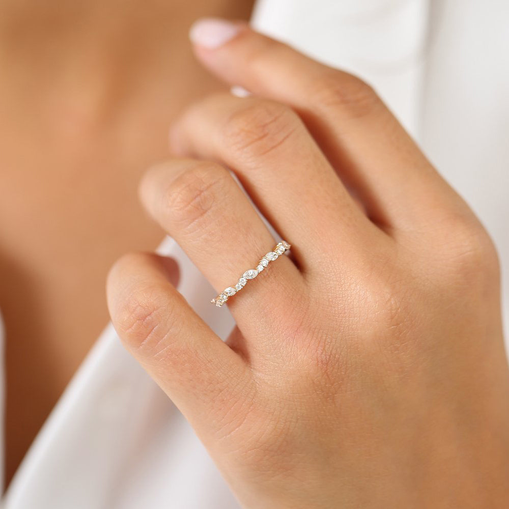 OBFJ1953 - 14k Marquise Cluster Stackable Wedding Ring 4