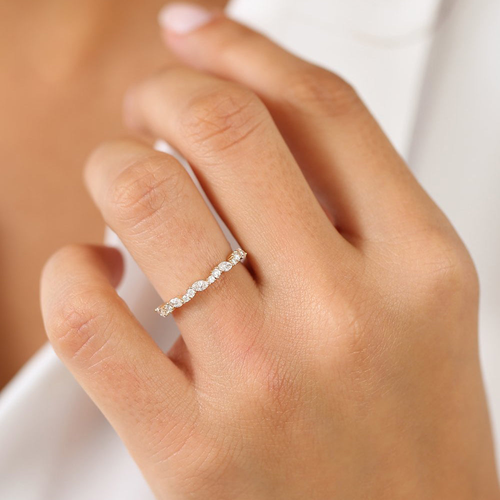 OBFJ1953 - 14k Marquise Cluster Stackable Wedding Ring 5