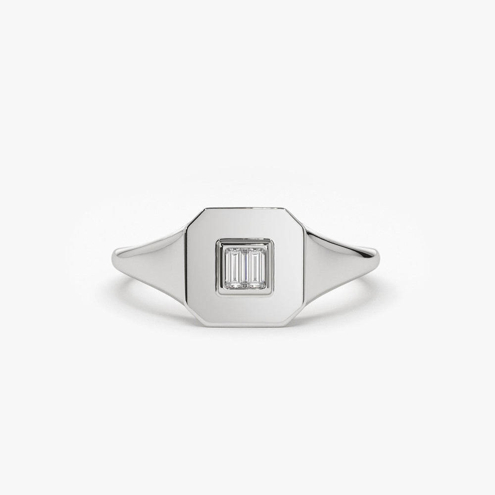 OBFJ1978 - 14k Baguette Diamond Pinky Ring 6