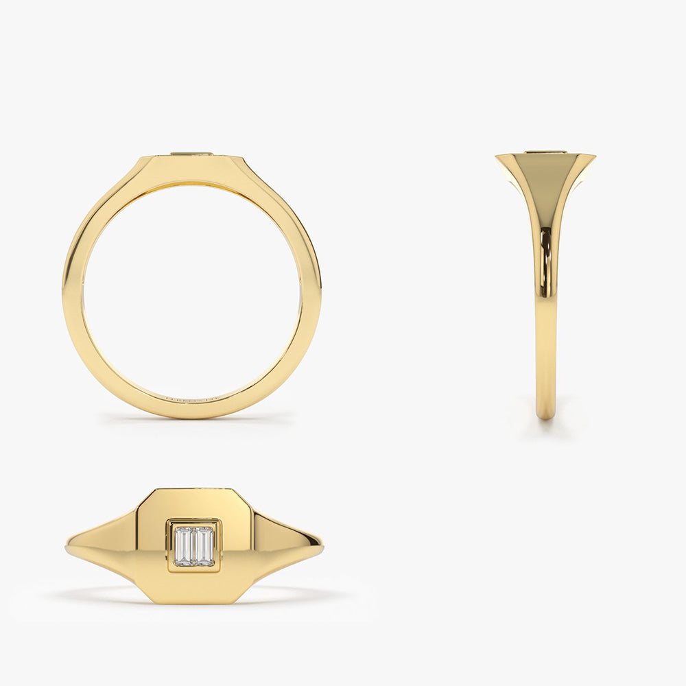 OBFJ1978 - 14k Baguette Diamond Pinky Ring 8
