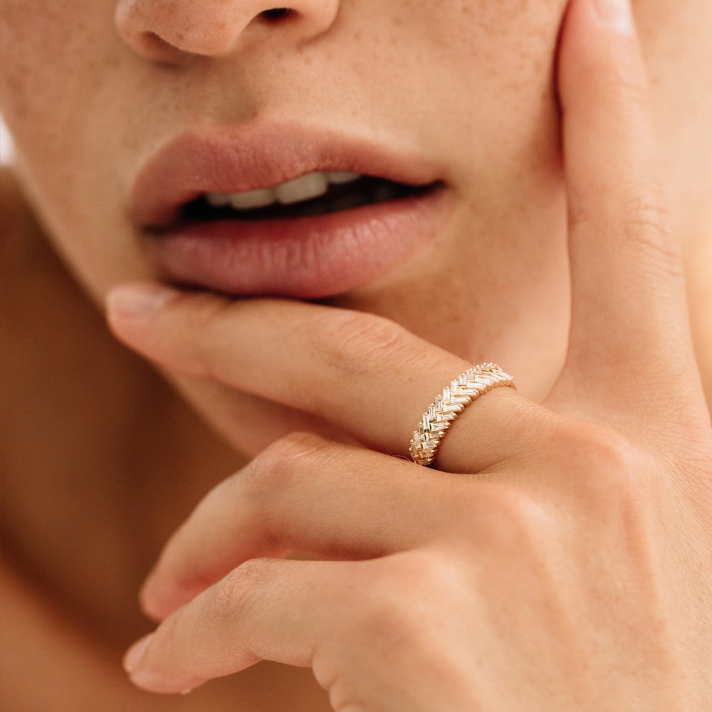 OBFJ1959 - 14k Step Baguette Diamond Ring 3