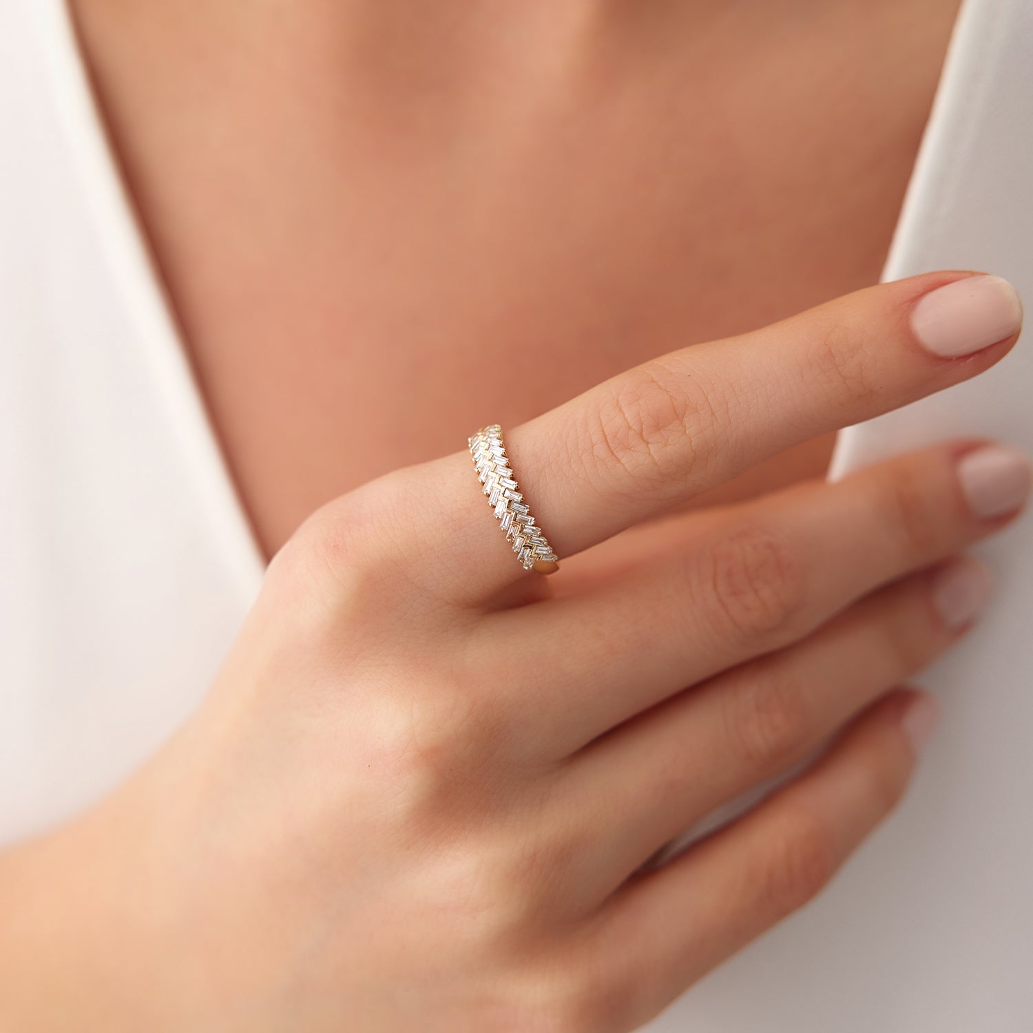 OBFJ1959 - 14k Step Baguette Diamond Ring 2