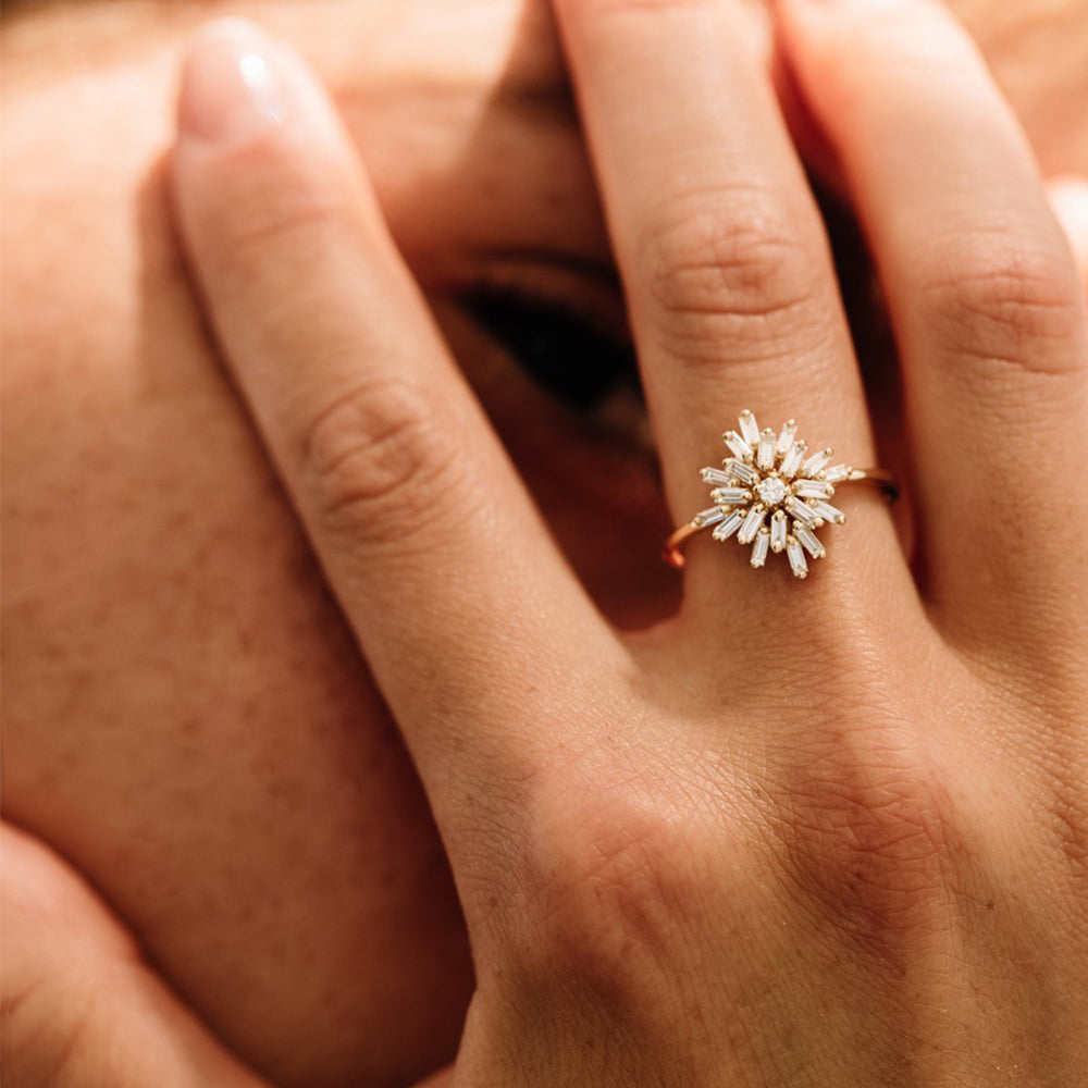 OBFJ1972 - 14K Ballerina Baguette Diamond Cluster Ring 2