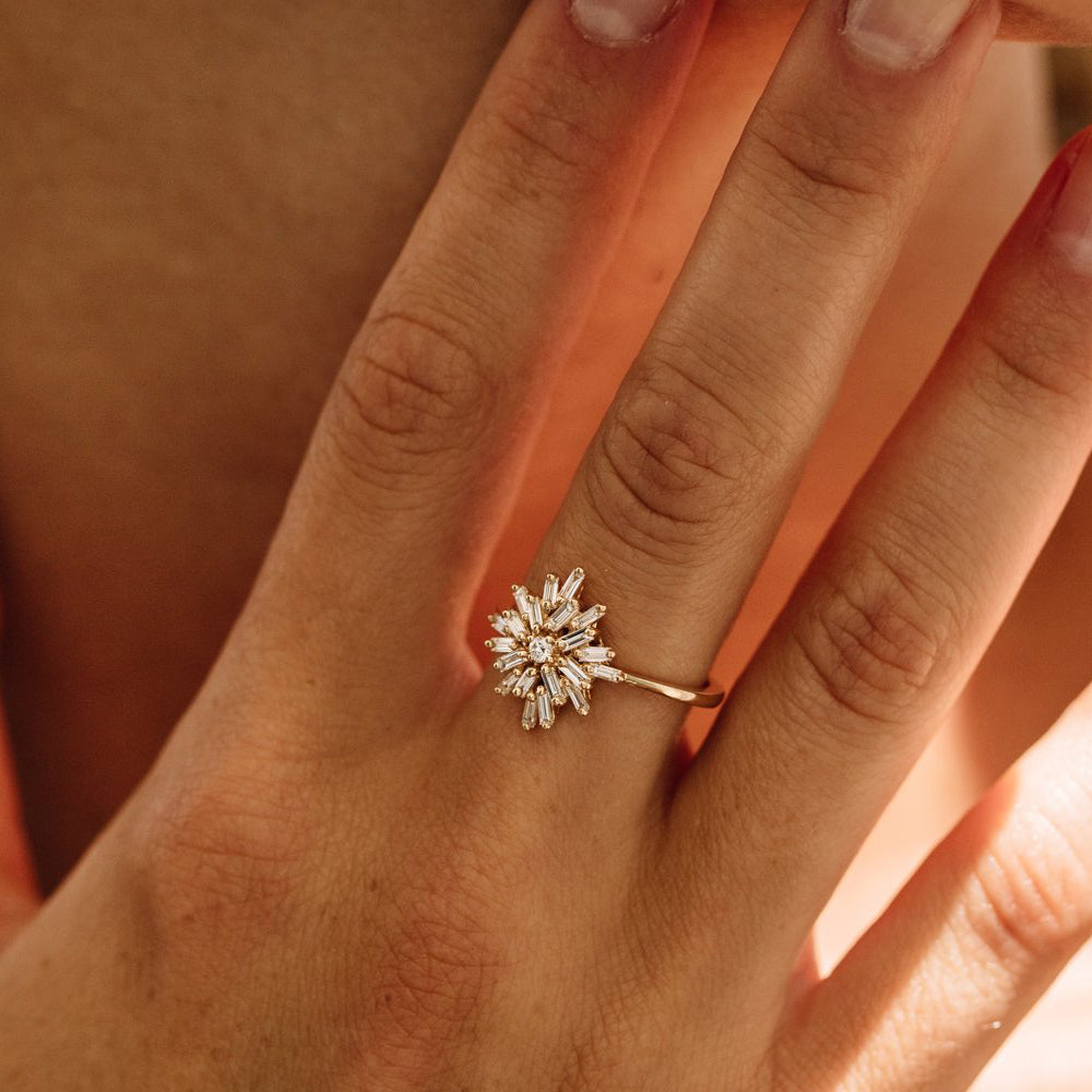 OBFJ1972 - 14K Ballerina Baguette Diamond Cluster Ring 5