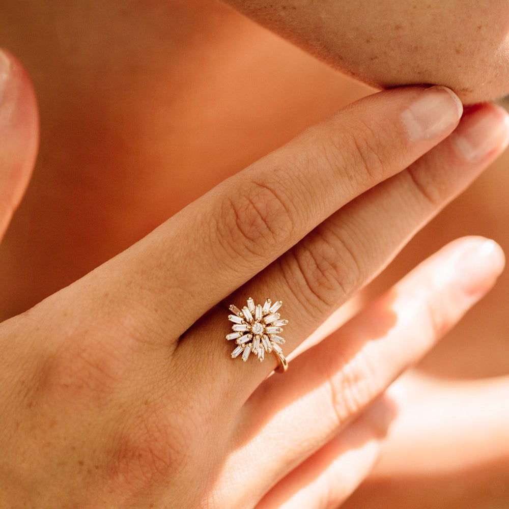OBFJ1972 - 14K Ballerina Baguette Diamond Cluster Ring 3