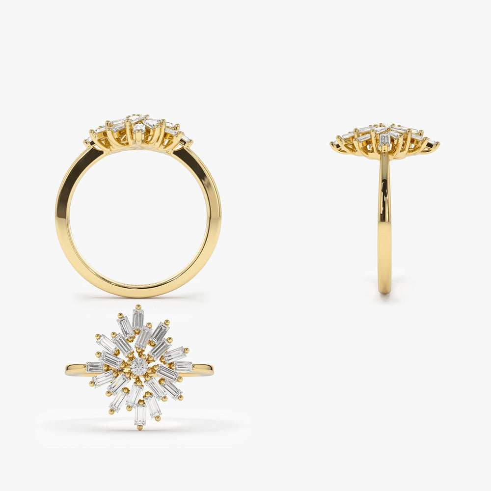 OBFJ1972 - 14K Ballerina Baguette Diamond Cluster Ring 10