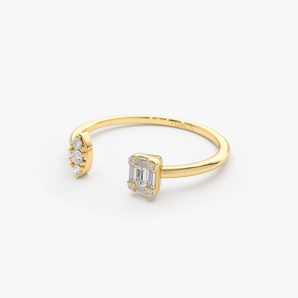 OBFJ2023 - 14K Gold Diamond Baguette Cuff Ring 9