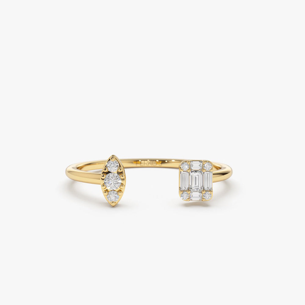 OBFJ2023 - 14K Gold Diamond Baguette Cuff Ring 1