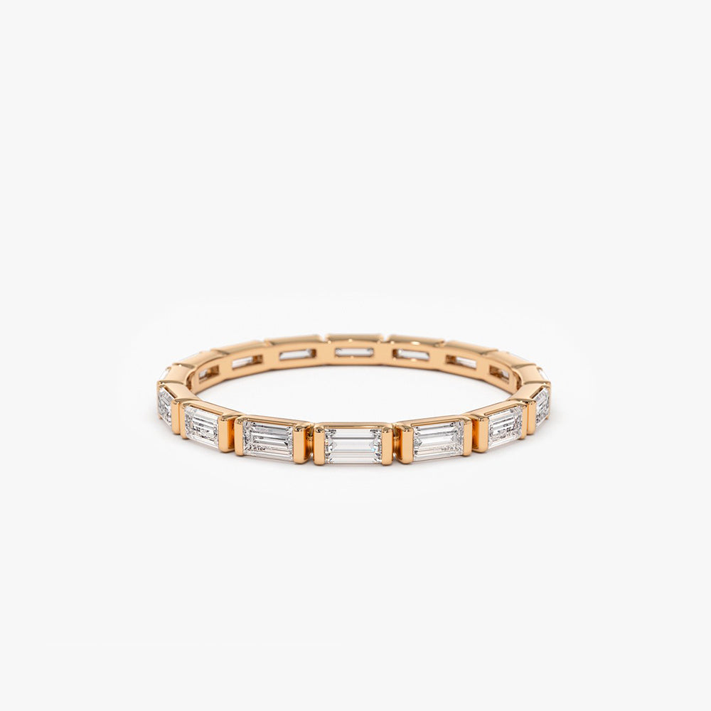 OBFJ1983 - 14k Bar Setting Baguette Diamond Eternity Ring 7