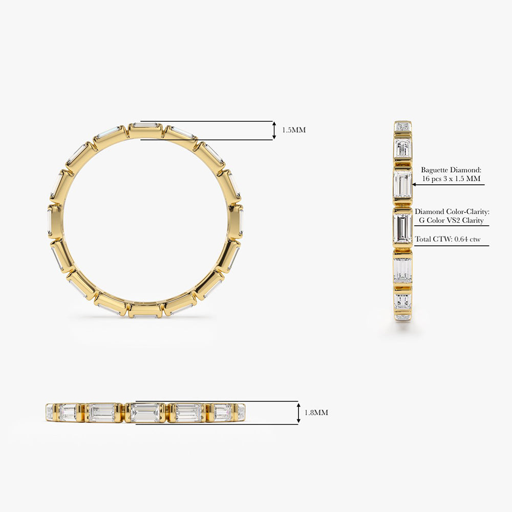 OBFJ1983 - 14k Bar Setting Baguette Diamond Eternity Ring 11