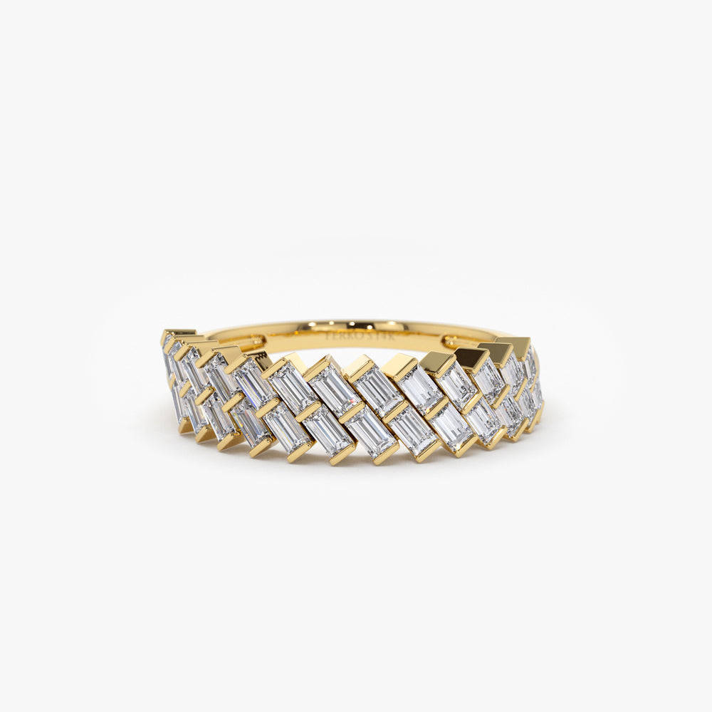 OBFJ1558 - 14k Double Row Diagonal Baguette Ring 1