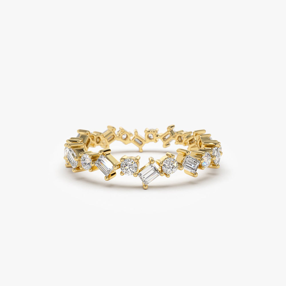 OBFJ1984 - 14k Baguette and Round Diamond Full Eternity Ring 1