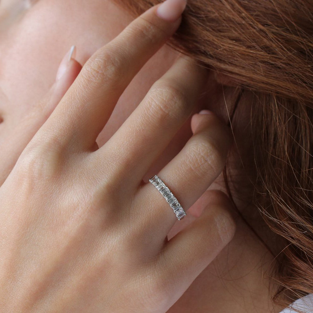 OBFJ0336 - 1.00 ctw 14k Prong Setting Nine Stone Emerald Cut Lab Grown Diamond Wedding - Rubie 4