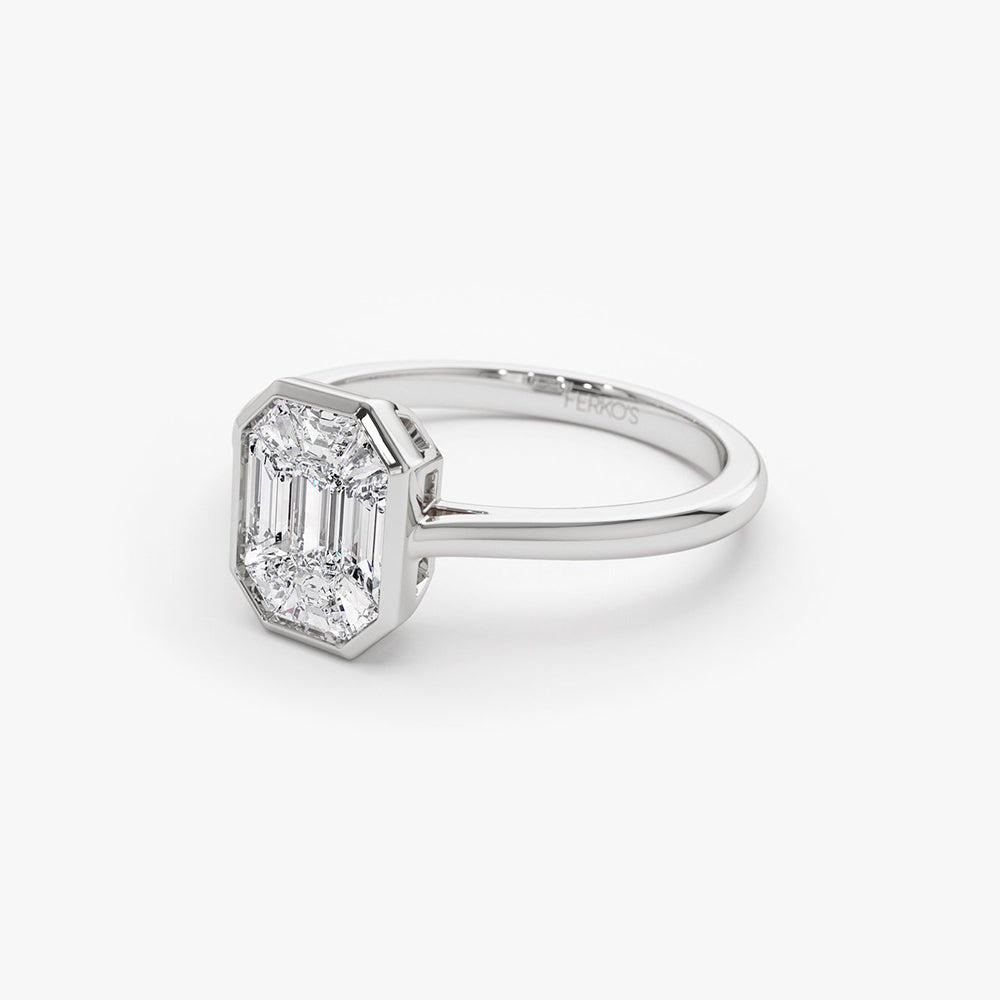 OBFJ1991 - 14k Emerald Cut Illusion Mosaic Solitaire Engagement Ring 8
