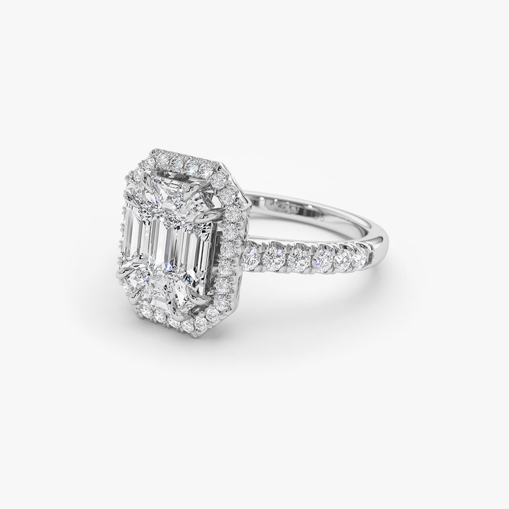 OBFJ1993 - 14k Emerald Cut Illusion Halo Setting Engagement Ring 7