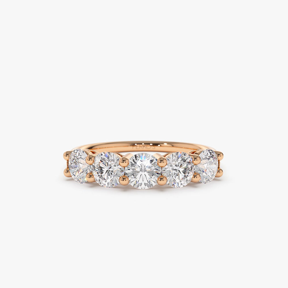 OBFJ1975 - 14k Five Stone 1ctw Wire Basket Diamond Ring 4