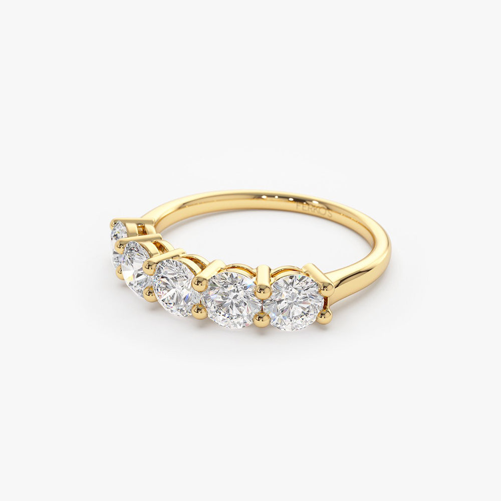 OBFJ1975 - 14k Five Stone 1ctw Wire Basket Diamond Ring 6